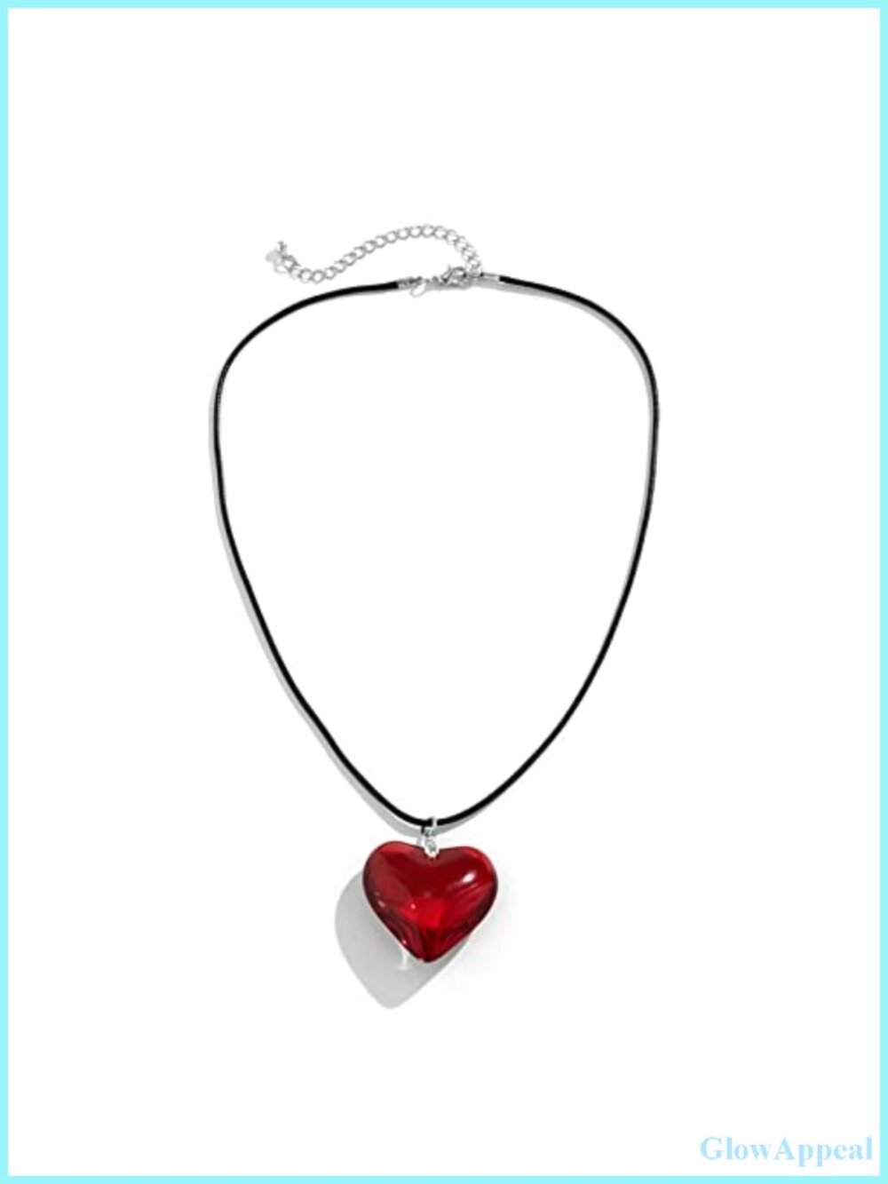 Chunky Puffy Heart Choker Necklace Adjustable Velvet Chain Big Heart Pendant